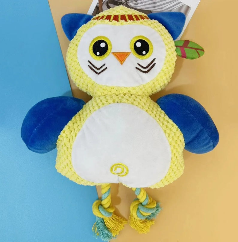 Cute Owl Plush Dog Toy with Squeaker - Soft and Durable Puppy Toy