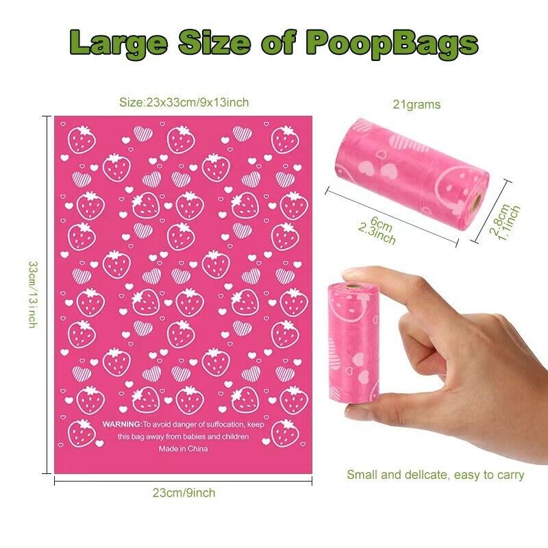 120 Large Biodegradable Dog Poop Bags with Strawberry Scent! ππΎ