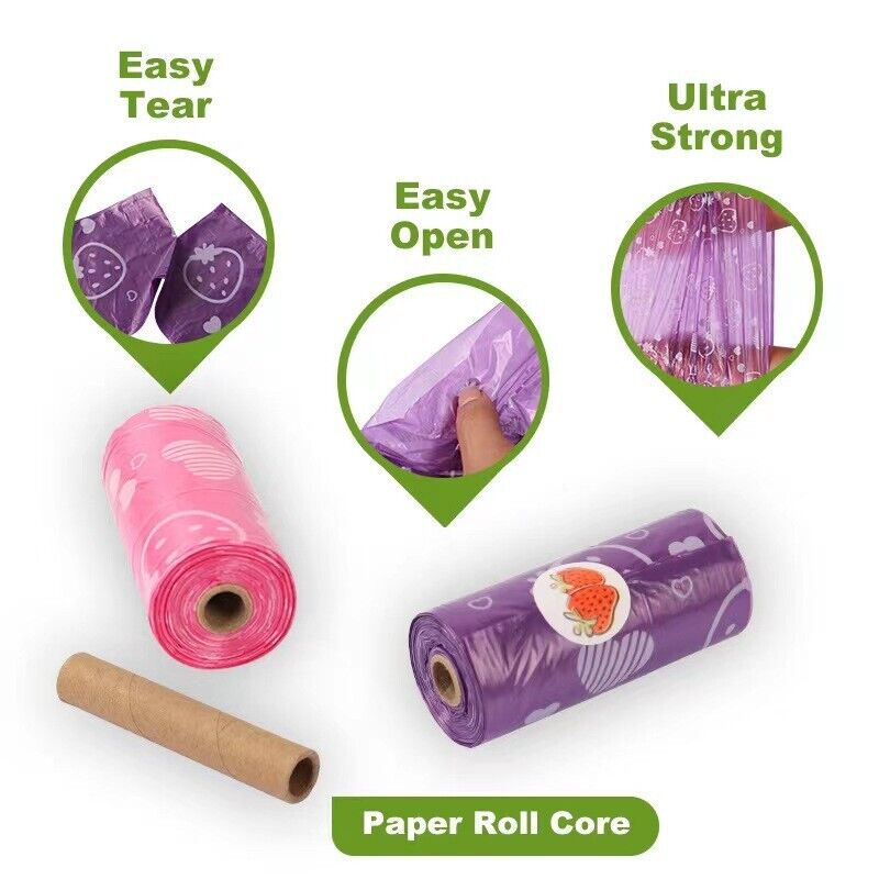 120 Large Biodegradable Dog Poop Bags with Strawberry Scent! ππΎ